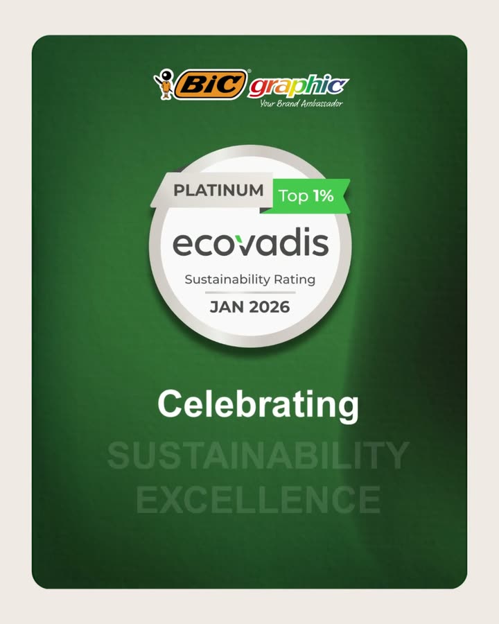 Stilstaand beeld uit de video over de EcoVadis Platinum-erkenning van BIC Graphic Europe.
