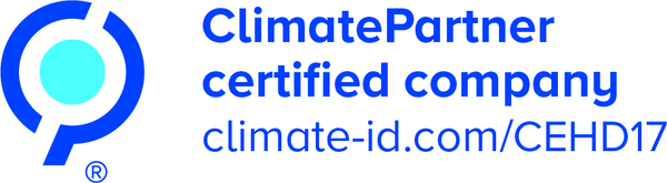 Badge “ClimatePartner certified company” met de verificatiecode CEHD17.